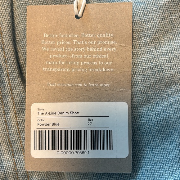 Everlane The A-Line Denim Short Size 27 - Picture 2 of 6